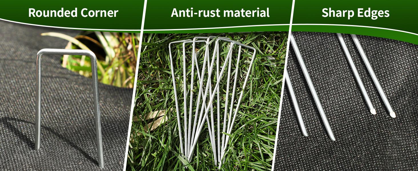Galvanized Landscape Staples 6 Inch 11 Gauge Garden Stakes Pins Anti-Rust Ground Stakes for for Outdoor Decorations Barrier Fabric Water Pipes Yard Lawn