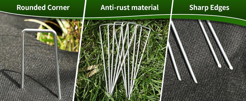 Galvanized Landscape Staples 6 Inch 11 Gauge Garden Stakes Pins Anti-Rust Ground Stakes for for Outdoor Decorations Barrier Fabric Water Pipes Yard Lawn