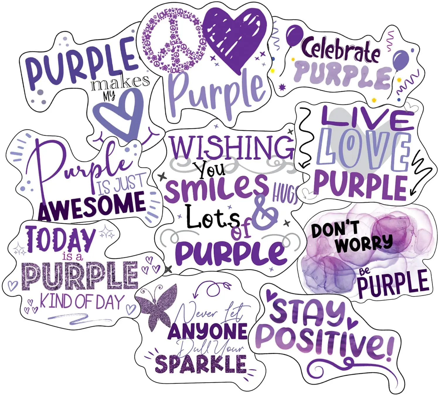 Purple Stickers, Ten Vinyl Stickers Supporting Purple, Great Purple Gift, Decorative Stickers Adhesive Decals Diy Decal Film