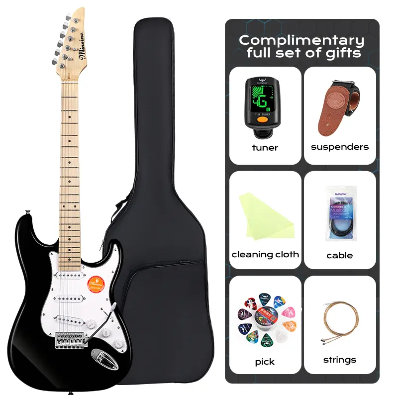 Bullfighter MS100 Stratocaster 39in Full-Size Electric Guitar Beginner Kit - Solid Body Lightning Blue, Starter Set with Gig Bag, Strap, Tremolo Arm, Cable, Picks, Manual - Ideal for Beginners, Adolescents, Music Learning, Birthday Gifting, Christmas, Hol