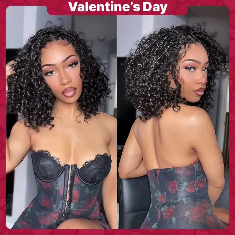 Frodio Veralux™ 13x6 HD Lace Wig Glueless Wear & Go 12” Boho Braids Water Wave Pre-Cut Lace Wig – Premium Fiber, Beginner Friendly Valentine's Day