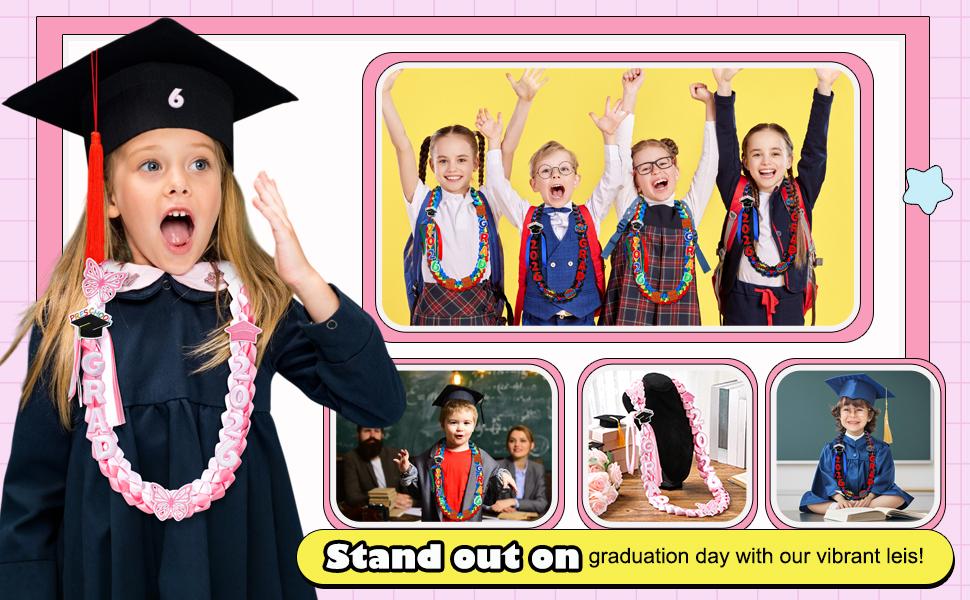 Kids Graduation Leis Class of 2026 Necklace Ribbon Leis 47 inches Double Braided Preschool Graduation for Preschool Kids Students Teachers Boys Girls for Graduation Ceremony Party Celebration Graduation Campus Supplies Pretty Bracelet Costume