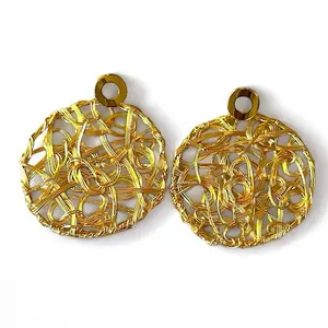 Golden Laces Statement Earrings-Handwoven