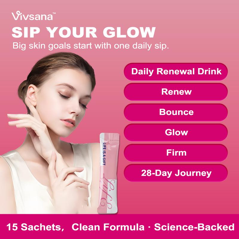 Vivsana Velvet Glow AKG - Collagen Renewal Drink  AKG Collagen Tripeptide for Youthful Skin Radiance & Firmness 28-Day Visible Improvements