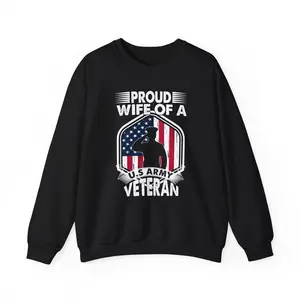 Proud Wife of a U.S. Army Veteran Sweatshirt | American Flag Salute