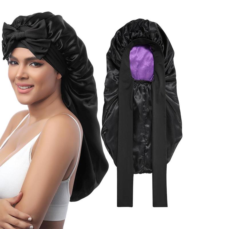 Long Double Layer Satin Bonnet Silk Like Texture for Sleeping Sleep Cap Adjustable Care Hair Bonnets with Elastic Tie Band for Women Braids Curly Hair Natural Hair Wrap Nightcap Gifts for Women Long Double Layer Satin Bonnet Silk Like Texture for Sleeping Sleep Cap Adjustable Care Hair Bonnets with Elastic Tie Band for Women Braids Curly Hair Natural Hair Wrap Nightcap Gifts for Women