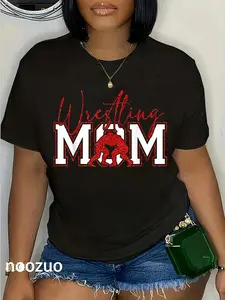 100% Cotton Women Wrestling Mom Funny Wrestle Wrestler Mothers Day T-Shirt