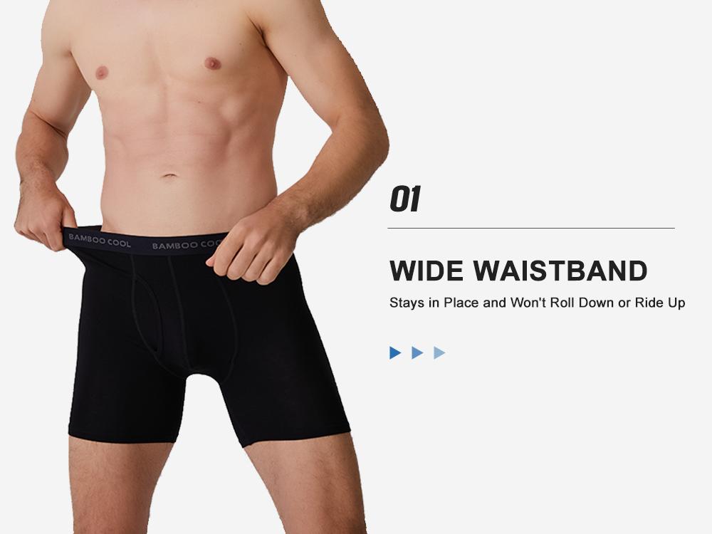 BAMBOO COOL Men's Underwear Soft Comfortable Breathable Fabric 92% Viscose 8% Spandex Pack of 4 Multiple Colors Open Fly Design for Home Exercise Travel Moisture-Wicking Boxer Briefs