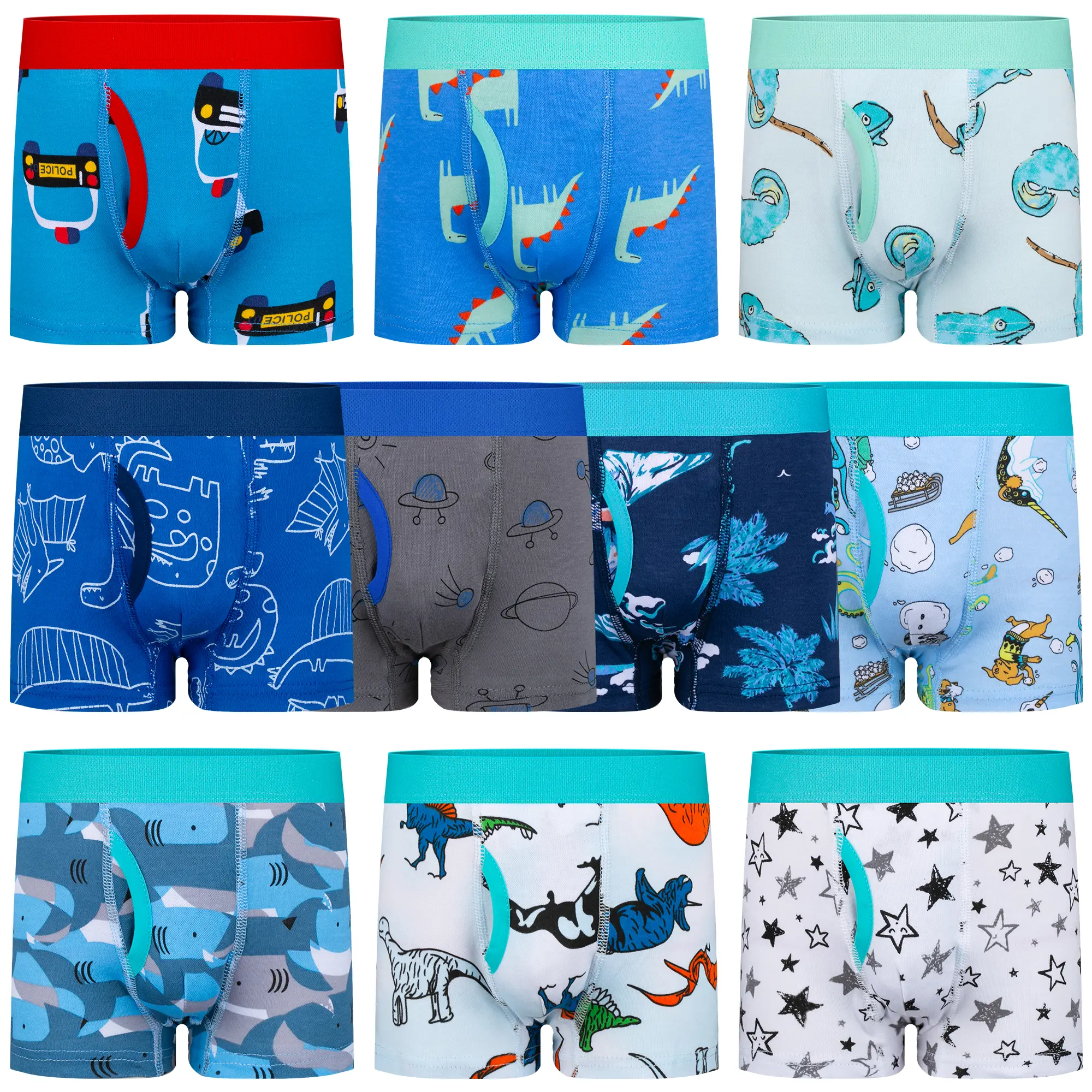 Boys' 10-Pack Boxer Briefs Underwear, 100% Cotton Clothing for Toddlers, Soft & Breathable with Dinosaur Prints, Sizes 3T-10Y Including 4T & 5T, Ideal for Back-to-School, Toddler Boxers, Colorful Underwear, Cotton Underwear