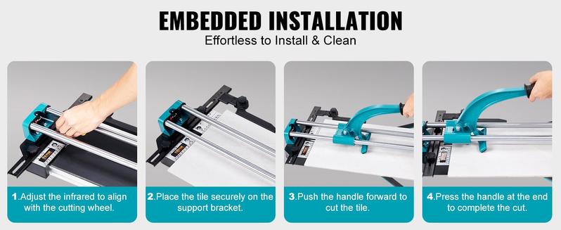 VEVOR Manual Tile Cutter 48 Inch Porcelain Ceramic Tile Cutter with Tungsten Carbide Cutting Wheel, TikTokShopBlackFriday, Infrared Positioning, Anti-Skid Feet, Double Rails