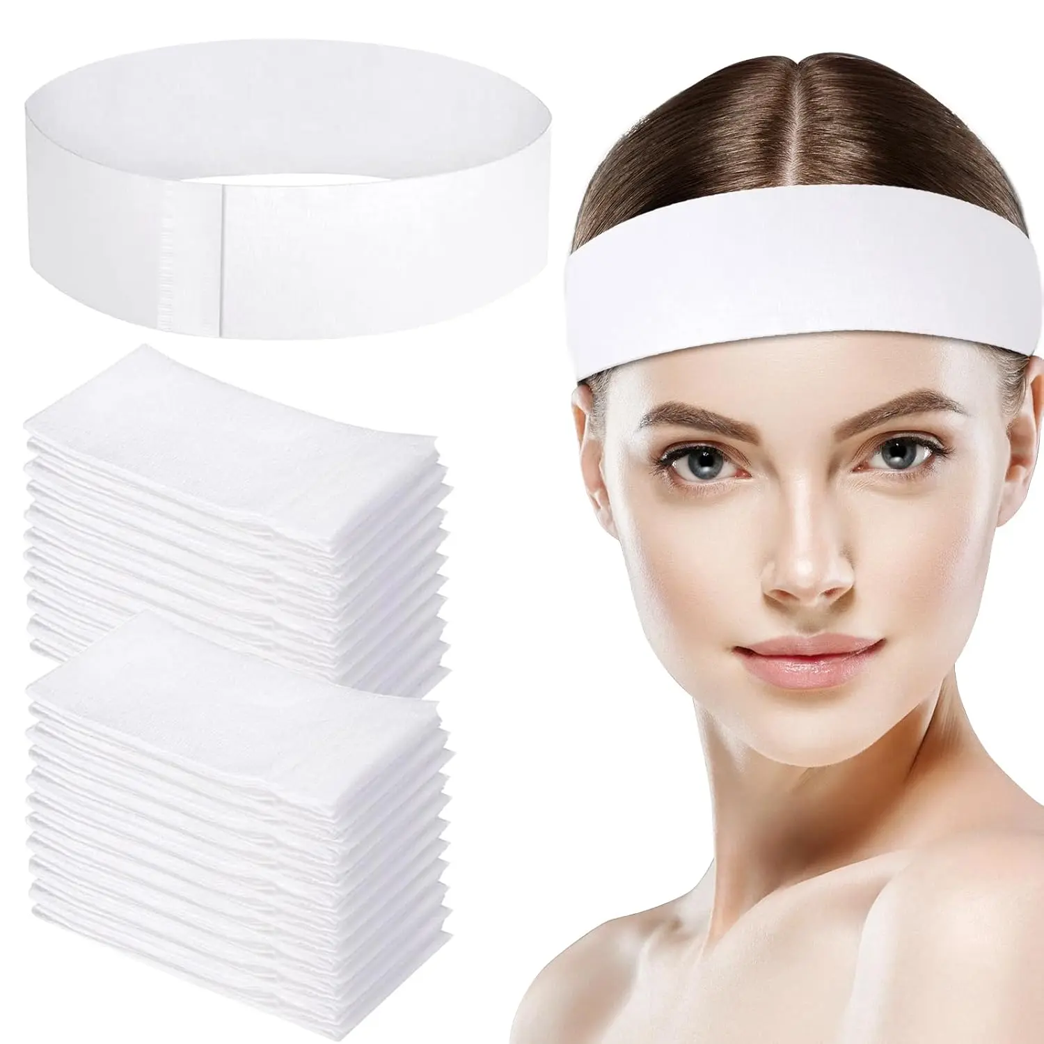 150 Pcs Spa Headband for Women Disposable Skincare Headbands for Facials Esthetician Supplies Esthetician Headbands Stretch for Women's Hair (White) - Home Improvement.