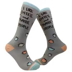 Womens I Like Coffee and Maybe 3 People Socks Funny Sarcastic Novelty Footwear Funny Graphic Socks Comfortable Fitted Spandex Cotton