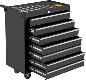 GARVEE Rolling Tool Chest, 7 Drawers Tool Storage Cabinet, Toolbox with Wheels, Portable Tool Cabinet Organizer with Locking System & Drawer Liners, Tool Storage Cart for Garage, Workshop