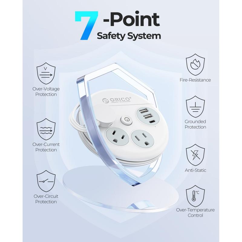 ORICO Travel Power Strip, Travel Essentials, Travel Extension Cord with 3 Outlets 3 USB Ports, 4FT Wrapped Around Extension Cord for Travel Cruise Ship Beach Vacation Essentials White-OR ORICO Travel Power Strip, Travel Essentials, Travel Extension Cord with 3 Outlets 3 USB Ports, 4FT Wrapped Around Extension Cord for Travel Cruise Ship Beach Vacation Essentials White-OR