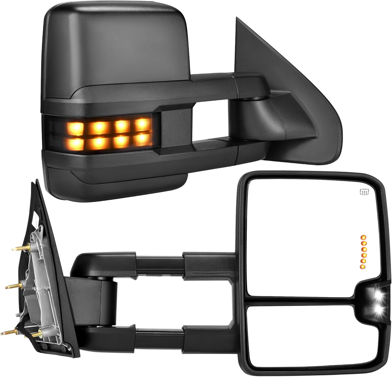 YITAMOTOR Tow Mirrors Compatible with 2014 2015 2016 2017 2018 Silverado Sierra 1500 2500HD 3500HD, Towing Mirrors Side Mirrors with LED Turn Signals Clearance Light Power Heated Folding Telescoping
