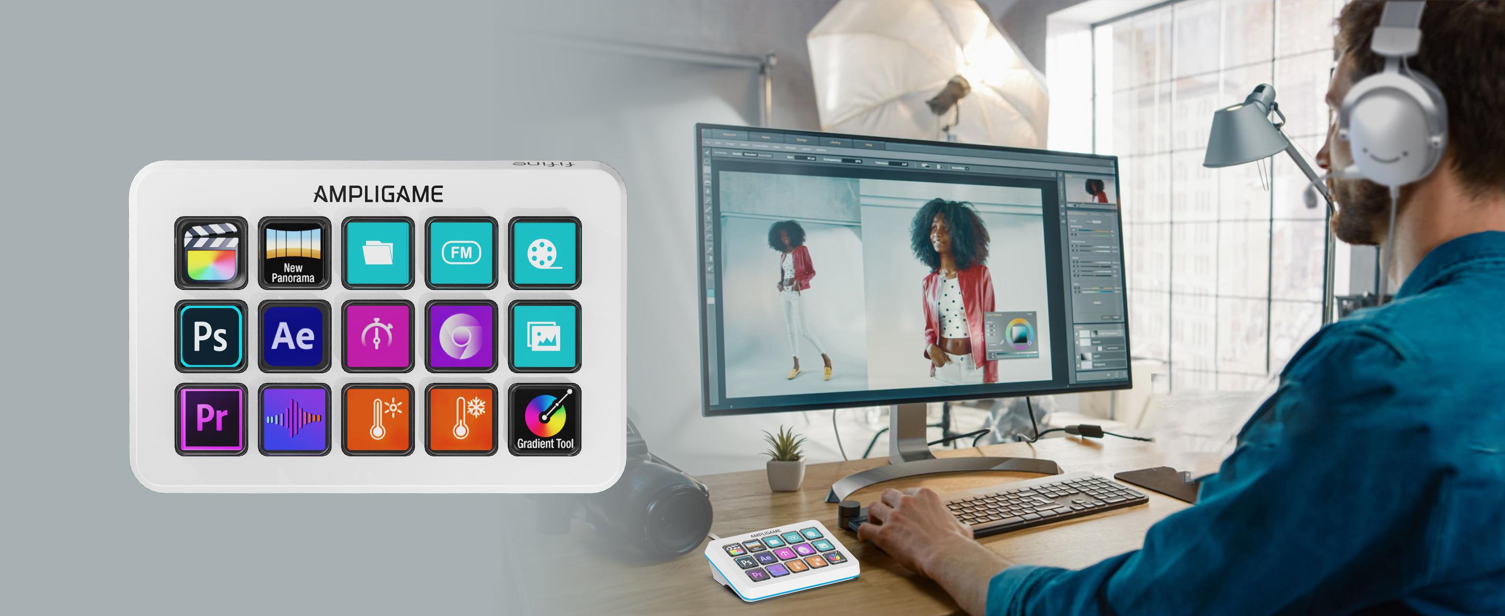 FIFINE AmpliGame LCD Keyboard with 15 Shortcuts for OBS Streaming Studio with Macro Keys, Trigger Actions, PC Media RGB Gaming Controller Deck for Content Creation/Office Work-D6