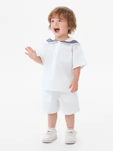 【CICIIBEAR】Baby skin-friendly sailor collar suit, new summer children's wear for boys and girls