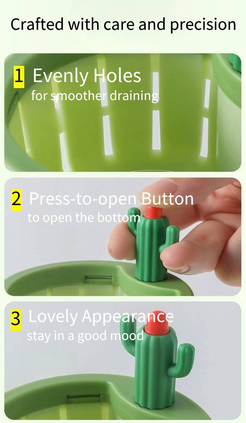 Eimula Cactus Kitchen Sink Drain Strainer with Automatic Dumping Basket and Filter, High-Quality PP Material, Anti-Clogging, Essential Kitchen Accessory