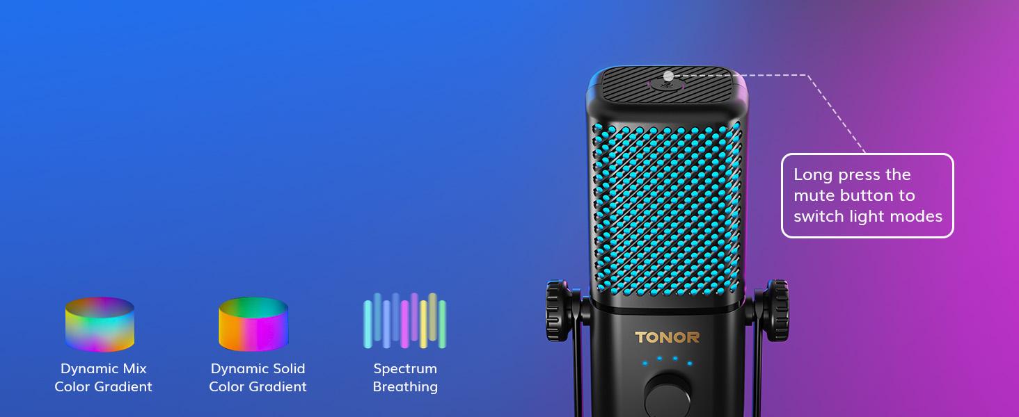TONOR TCX3 Gaming Microphone for Xbox - RGB Condenser Streaming Mic with One Tap Mute, Long Battery Life, Fast Charging, Compatible with Capture Card