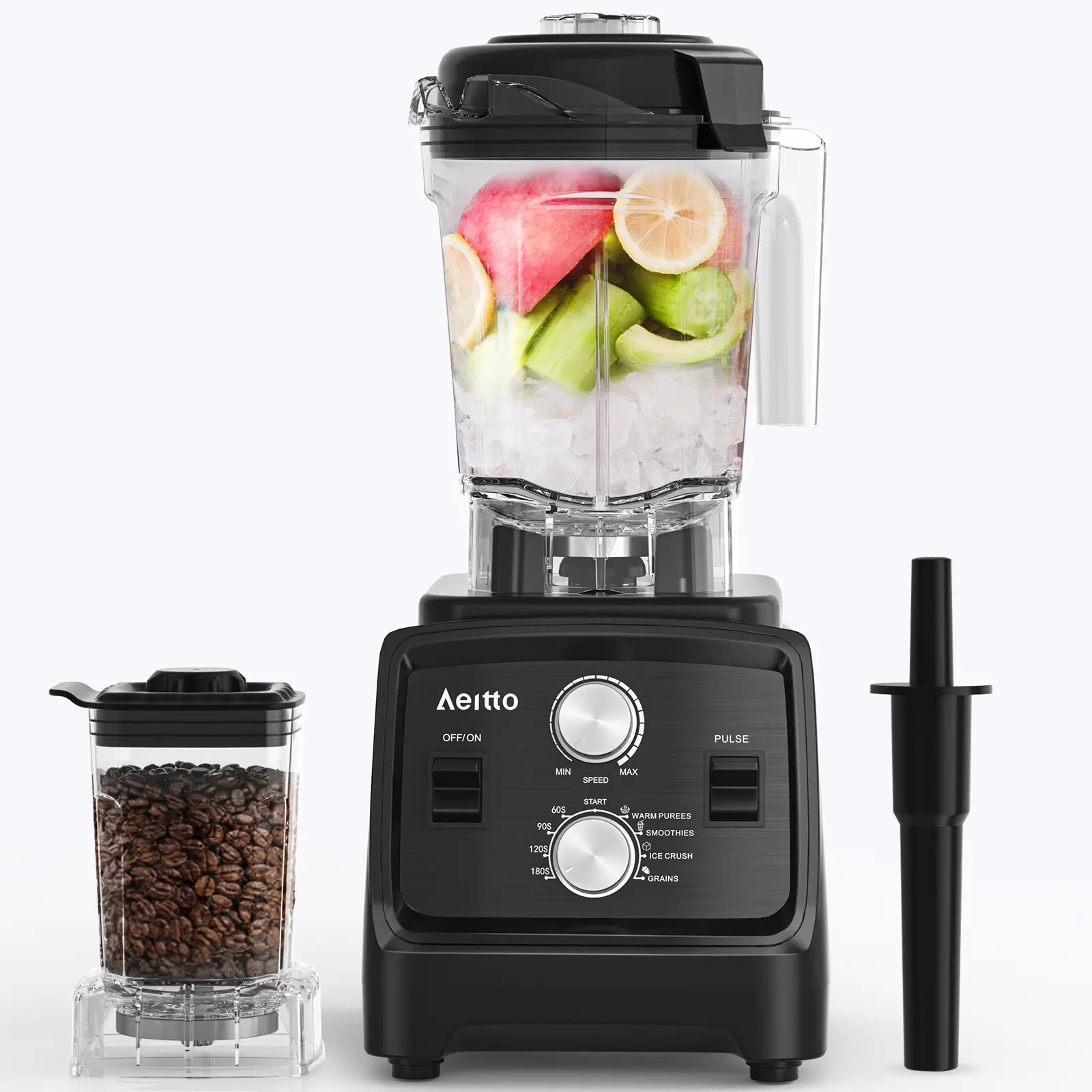 AEITTO 2-in-1 Blender & Grinder Combo - 1800W Highest Power Motor, 68oz. Jar, 28oz. Grinding Cup, BPA-Free, Automatic Cleaning, Dishwasher Safe, Anti-Slip Ft., Blender for Smoothies, Ice Crush, Blending,home essentials