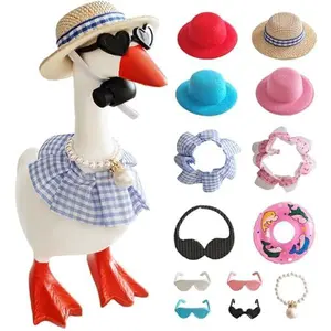 Desk Goose Outfits 7 inches, 4 Sets Desk Goose Clothes for Cute Sily Magnetic Porch Goose Key Holder Decor Cute Collectible Figurines Cute Desktop Decoration