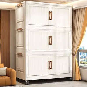 No-install storage cabinet, multi-layer shelving cabinet for home, baby and children, foldable wardrobe, plastic snack cabinet, storage cabinet