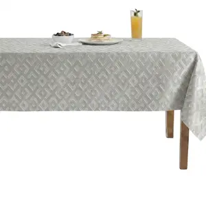 Gate Brocade Velvet Tablecloth  Ivory