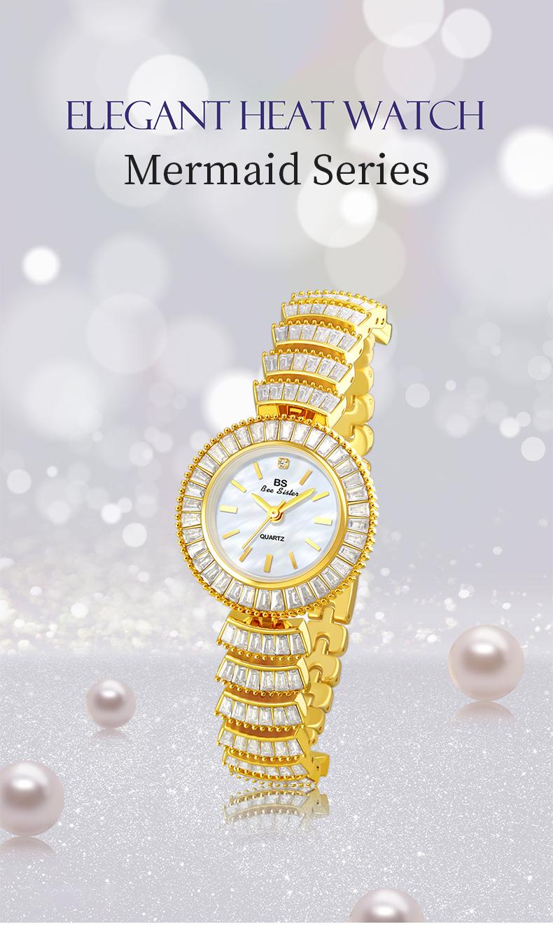 Gold Jewelry Bracelet Watch for Women Luxury Round Dial Full Crystal Design 30M Waterproof Stainless Steel Elegant Wristwatch Fashion Jewelry Gift for Her Sparkling Ladies Watch Trendy Golden Accessories Casual Dress Style
