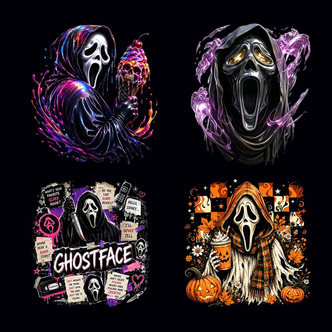 Screaming Horror Skull  DTF Transfer - Neon Splash Graffiti Vibes - Spooky・Sweet・Grunge - Suitable For T-shirts, Bags & Fabric Decor, Washable Iron-On Stickers, Halloween Gothic Heat Transfer Stickers