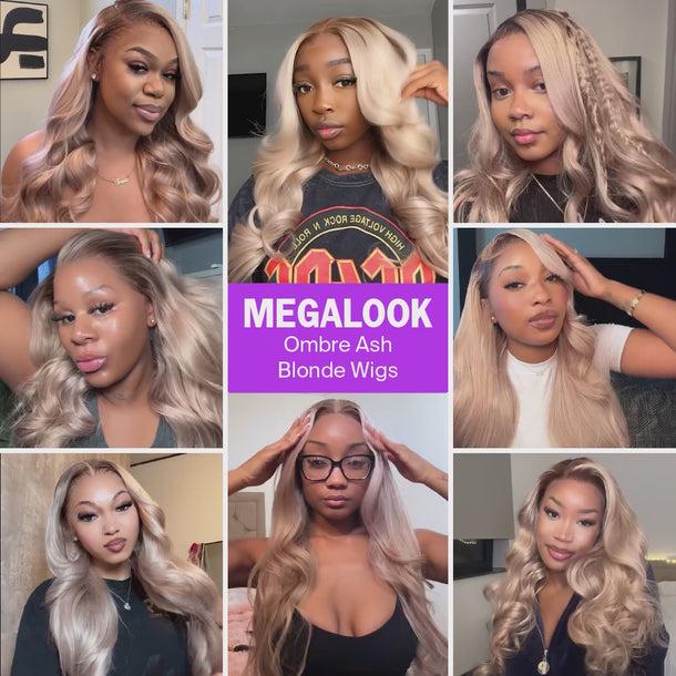 [daren]Megalook Airtouch Balayage 13x6 Three-Go Glueless Lace Frontal Pull Go Wigs Brown to Honey Blonde Silky Straight Ombre Pre-All Wigs 100% Human Hair Wig 320℉ Heat Resistant