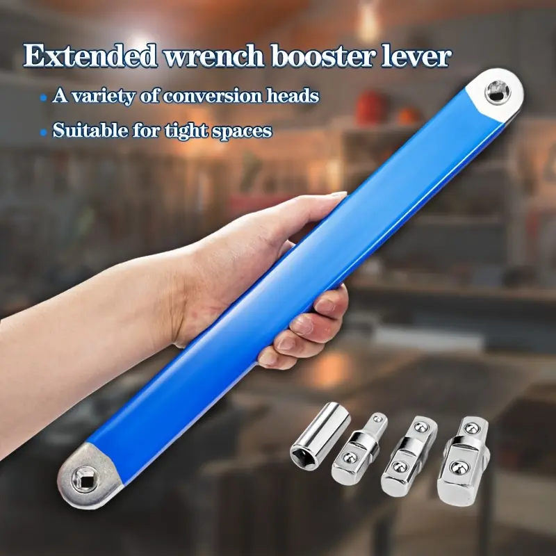 2-in-1 Multi-function Ratchet Offset Extension Wrench with Square Head Adapters, Wrench Extend Rod, 180-Degree Rotation, High Torque, Non-slip Handle, Durable Steel Material, for Narrow Spots, Inches Compatible Small Universal Tools