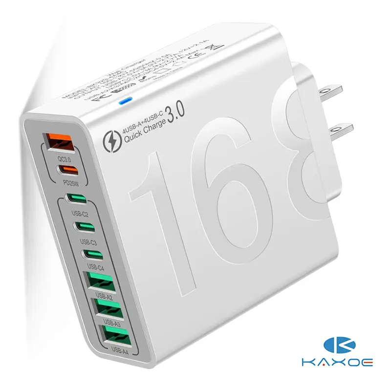 4 USB-C & 4 USB-A Fast Charging USB Hub PortableSmart 8port Charger for Multiple Devices SmartCharger for Phones, Tablets & More Usb Multiport Adapter Usb Ports Output,back to school,back to school haul