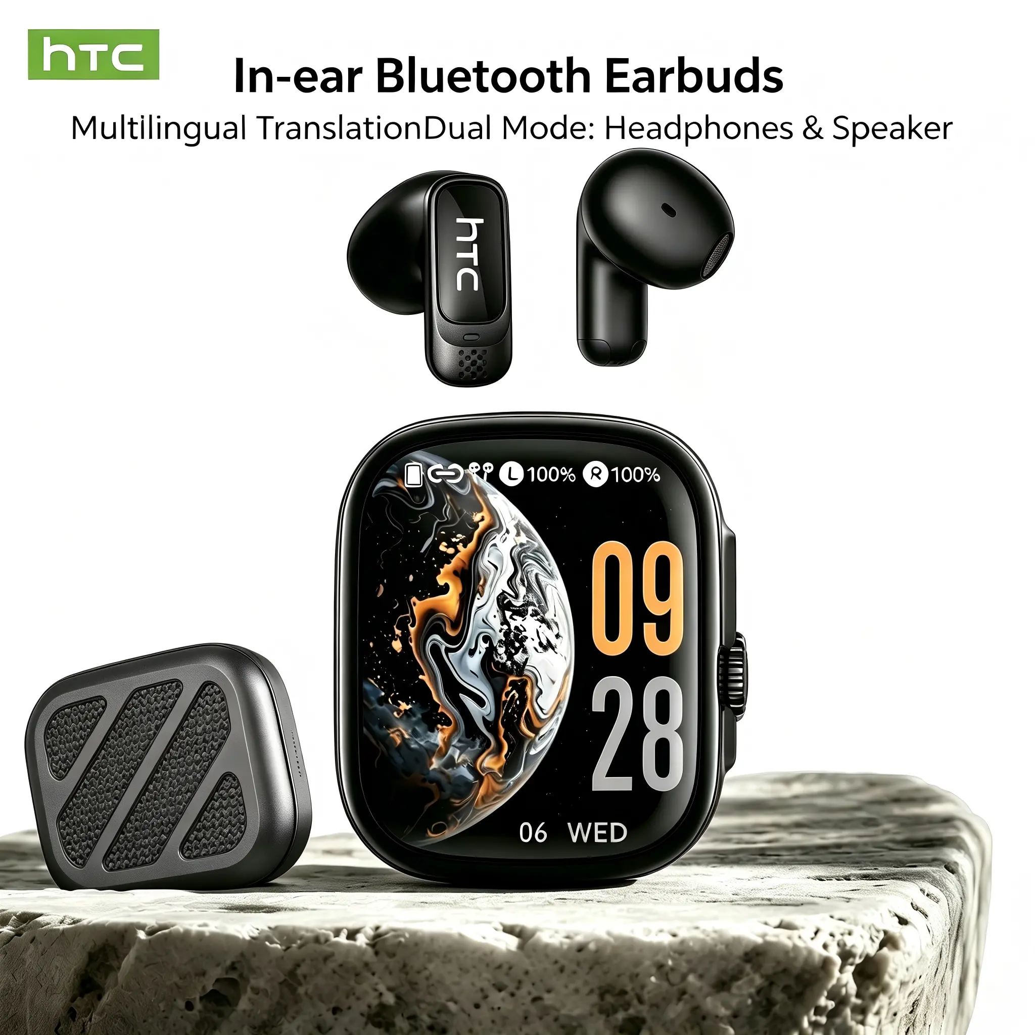 HTC NE72 In-Ear Bluetooth Headset & Earbuds - Bluetooth 6.0,. Charging Case Speaker Mode, Translation Function Switching, Smart Touchscreen, Noise Cancellation, TikTok Swipe Control, Mini Side Sleep Design, Waterproof for Gaming & Calls summerwins, True W