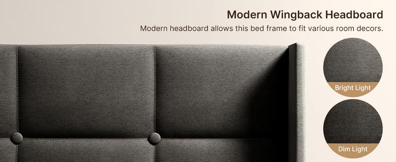 Gizoon Queen Lift Up Storage Bed with Storage, Upholstered Platform Bed Frame with Modern Wingback Headboard, Woodern Slats Support, Hydraulic Support, No Box Spring Needed