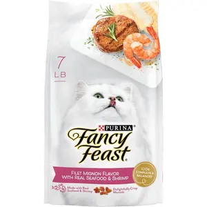 Fancy Feast Purina Filet Mignon Flavor with Real Seafood & Shrimp Dry Cat Food (7 Pound (Pack of 1))
