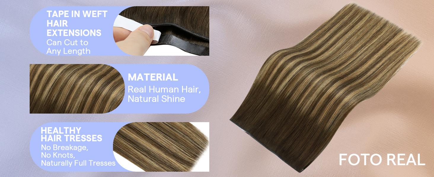 Full Shine Genius Weft Tape in Extensions Natural Human Straight Hair 1 Pcs 18-24lnch 50G And 4 Pcs 16-22lnch 90-120G