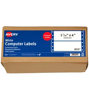 Avery White Computer Labels, 1-7/16" x 4", Dot Matrix Labels and Pin-Feed Labels, 5,000 Total (4014)