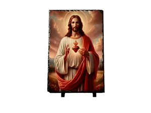 Sacred Heart of Jesus Rock Slate photo panel