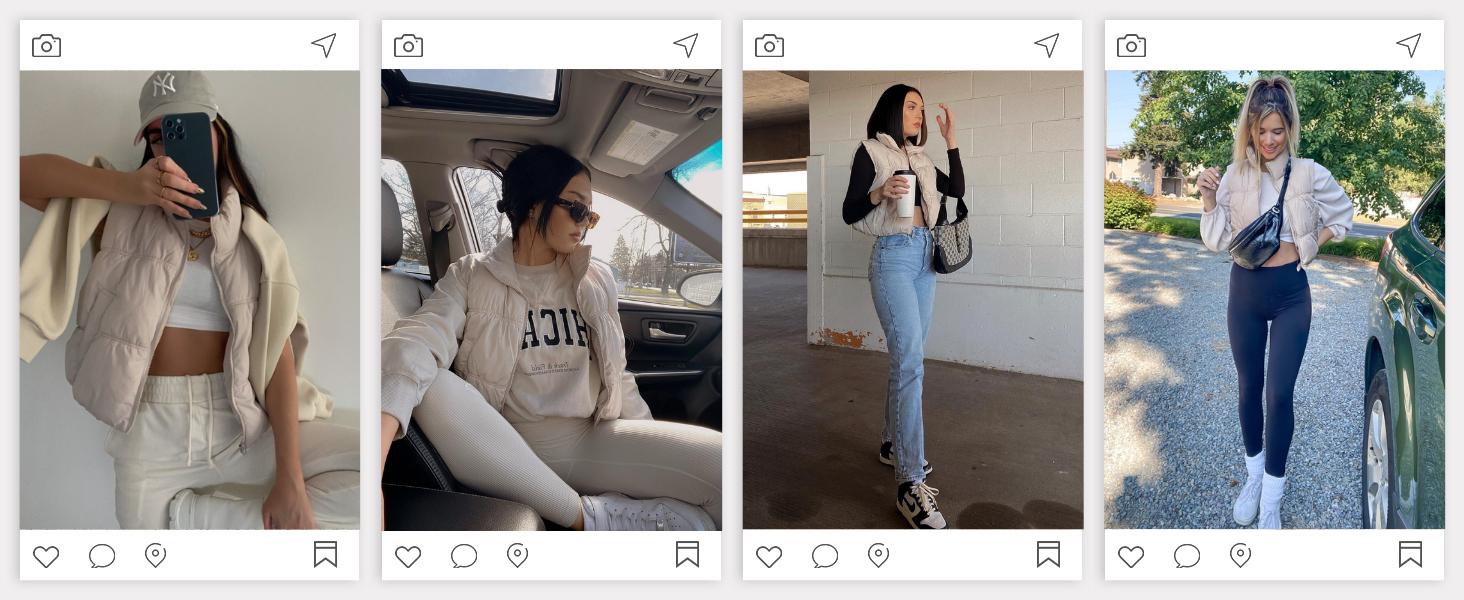 Danedvi Women's Crop Puffer Vest Winter Zip Up Lightweight Warm Padded Sleeveless Coat Casual for Cozy Comfort