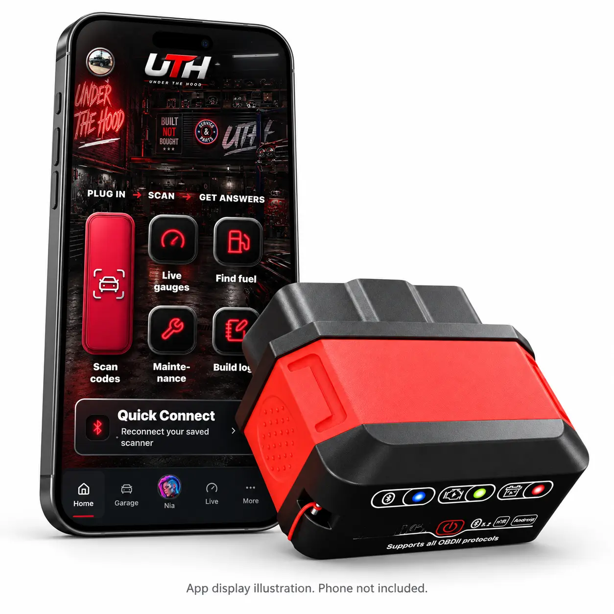 UTH KW905 Bluetooth OBD-II Scanner Kit for Compatible Android & iPhone