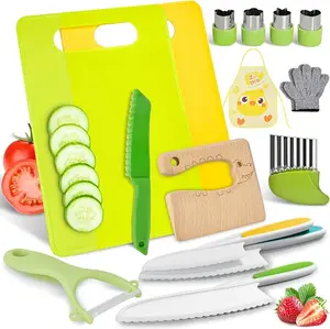Valentine’s Day Gifts for Kids – 15PCS Montessori Kitchen Toys Set for Ages 3-12, Toddler Knife Set for Real Cooking, Educational Pretend Play Stocking Stuffers & Easter Basket Gift Ideas