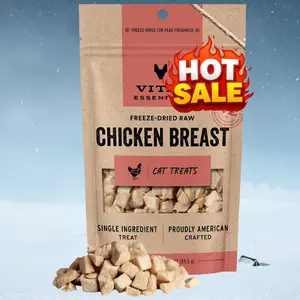 Essentials Chicken Breast Cat Treats, 2.1 oz | Freeze-Dried Raw | Single Ingredient | Grain Free, Gluten Free, Filler Free