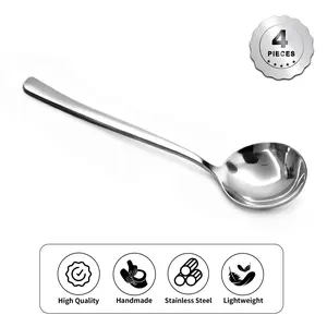 4-Piece Stainless Steel Spoon Set, Stainless Steel Serving Spoons Set, Soup Ladle,Kitchen Cooking Utensils Set home dining