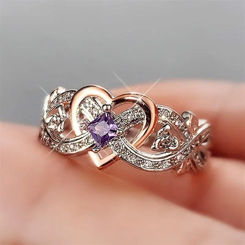 2025 Elegant Heart Ring - 1pc Engraved Heart-Shaped Interlocked Statement Decorative Ring, Engagement Wedding Band, Fashion Costume Jewelry Accessory for Daily & Special Occasions, Heart Rings, Elegant Rings