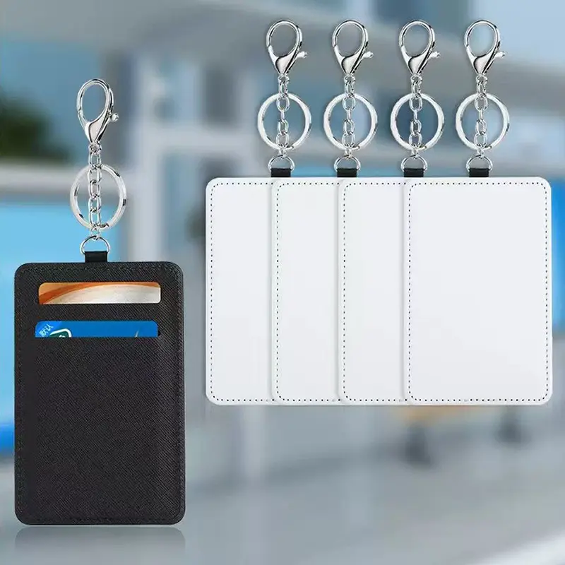 Icesip PU Leather Sublimation Card Cover (30pcs/ctn, 4.13*2.95inch) - Blank White Front Sublimation, Black Back Heat Transfer Holder for DIY Crafts, Party Gifts, Personalized Unisex Home & Festive Supplies