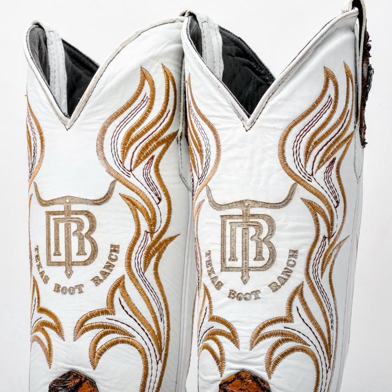 Honey Cognac Jumbo Pirarucu Leather Boots - Square Toe