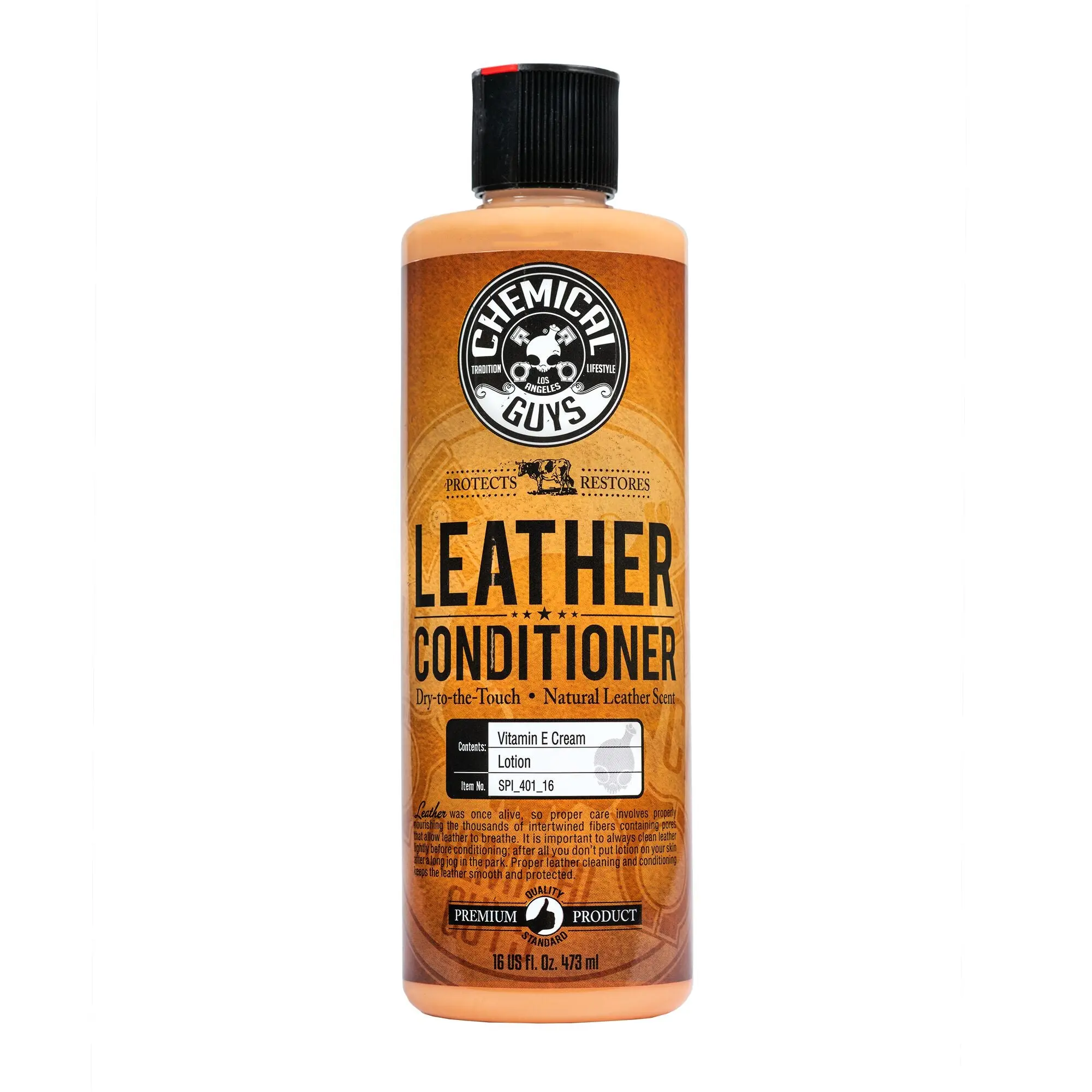 CHEMICAL GUYS Leather Conditioner – Hydrates, Restores & Protects Leather Car Seats, Interiors, Bags, Shoes & Furniture | Prevents Cracking, Adds UV Protection & Soft Feel | Pairs with Leather Cleaner | Safe on Natural & Synthetic Leather, Leather Care