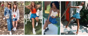 JovenPara Women's Short  Denim Skirt Slim A-line Pleated Ruffle Mini Jean Y2K Skirts with Built-in Shorts