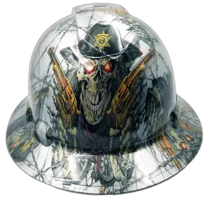 Skeleton Sheriff Gold Revolvers - Custom Hydro Dipped Full Brim Hard Hat