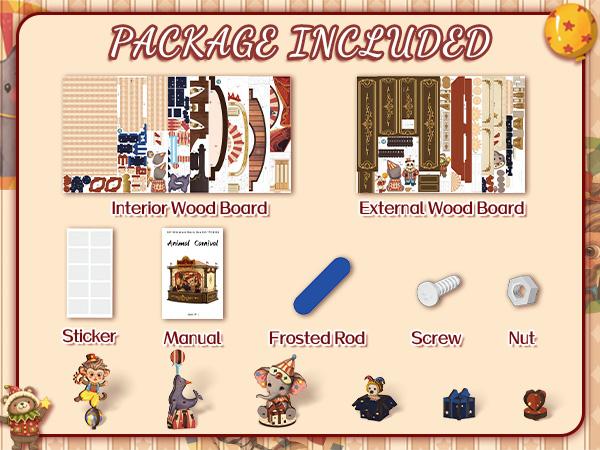 CUTEBEE DIY 3D Puzzle Kit Animal Carnival – Wooden Rotating Miniature Theater Music Box with LED Light, Handmade Creative Home Decor | Holiday, Christmas and Black Friday Gift CUTEBEE DIY 3D Puzzle Kit Animal Carnival – Wooden Rotating Miniature Theater Music Box with LED Light, Handmade Creative Home Decor | Holiday, Christmas and Black Friday Gift